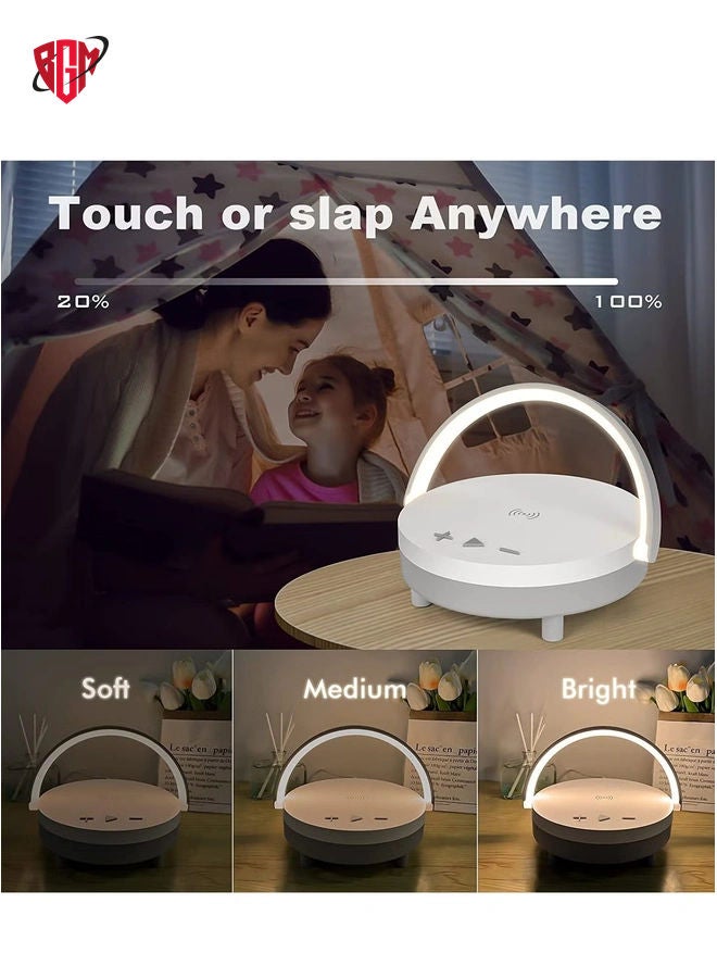 BGM LED Night Light Table Lamps, Music Lamp Wireless Charger Portable Bluetooth Speaker Touch Lamp, Portable Bluetooth Speaker, Wireless Charging Nightstand Lamp ,Birthday Gifts for Women, Men, Dad, Mom  - Image 4