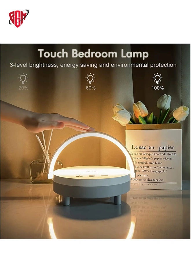 BGM LED Night Light Table Lamps, Music Lamp Wireless Charger Portable Bluetooth Speaker Touch Lamp, Portable Bluetooth Speaker, Wireless Charging Nightstand Lamp ,Birthday Gifts for Women, Men, Dad, Mom  - Image 2