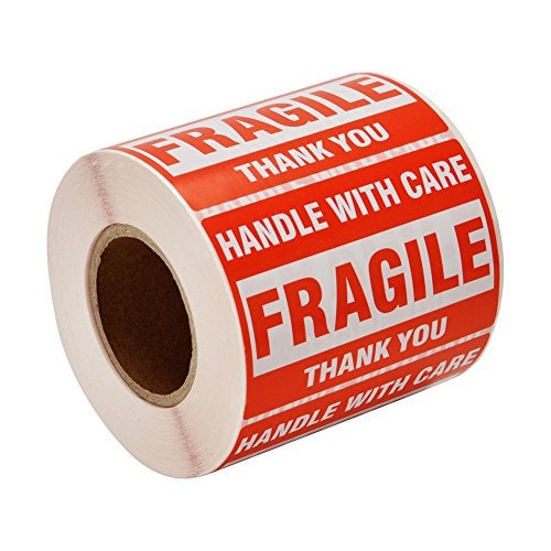 9527 Product 2'' x 3'' Fragile Stickers with Care Warning - Shipping Labels Stickers,500 Labels/Roll, 1 Roll - Image 1