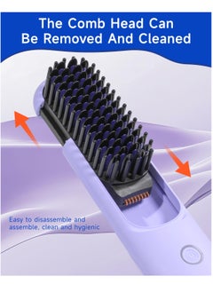 BOMIDI Cordless Hair Straightener Comb Detachable for Easy Clean , 200M Ions, 6 Speed Smart Temp, Dual Charging, Ideal for On - the - Go Styling - Purple  - Image 4