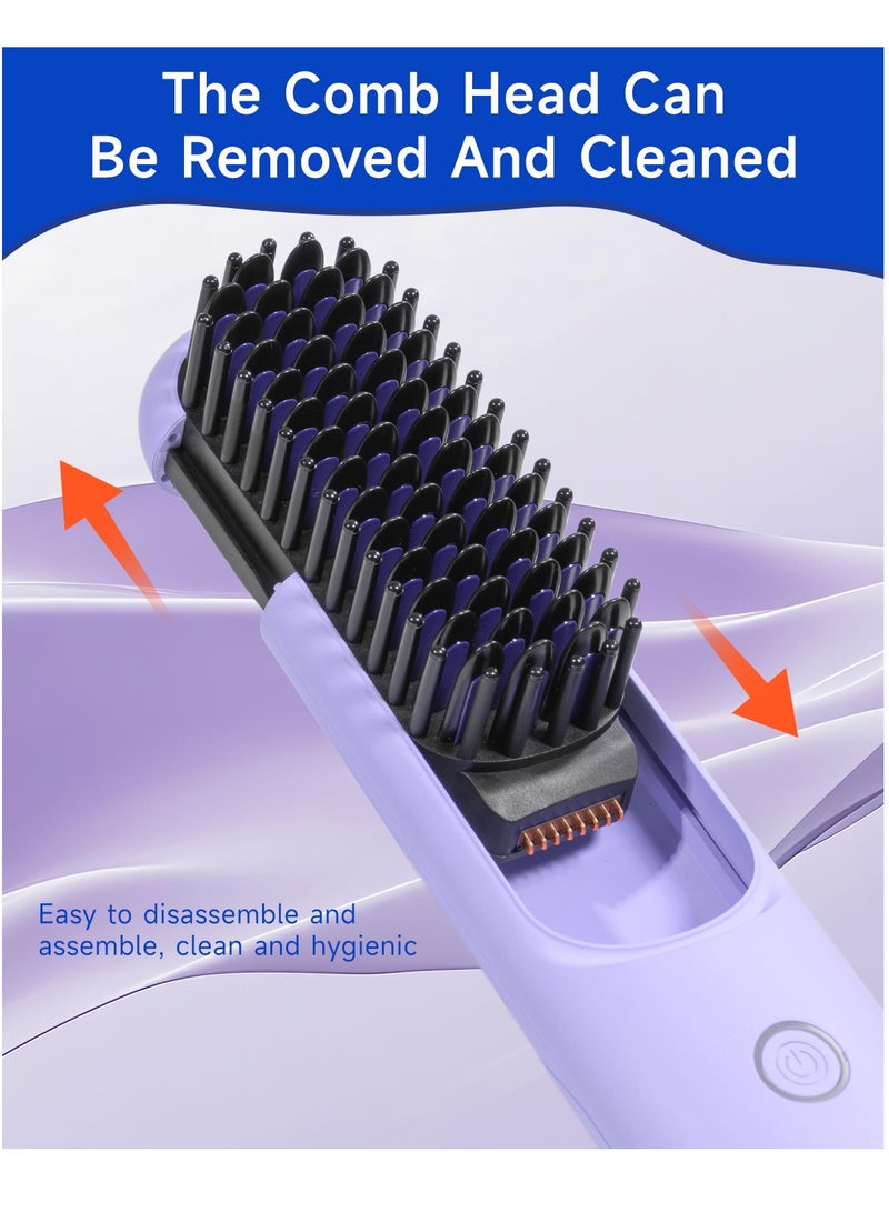 BOMIDI Cordless Hair Straightener Comb Detachable for Easy Clean , 200M Ions, 6 Speed Smart Temp, Dual Charging, Ideal for On - the - Go Styling - Purple  - Image 5
