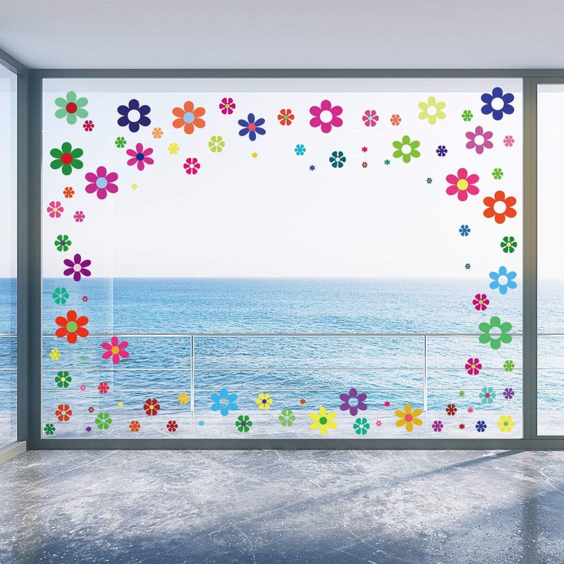 Zonon 96 Pieces Car Flowers Stickers Multicolored Daisy Stickers Decals Retro Flowers Vinyl Stickers Colorful Hippie Decals Flower Window Clings Wall Stickers for Window Laptop Car Decoration - Image 3