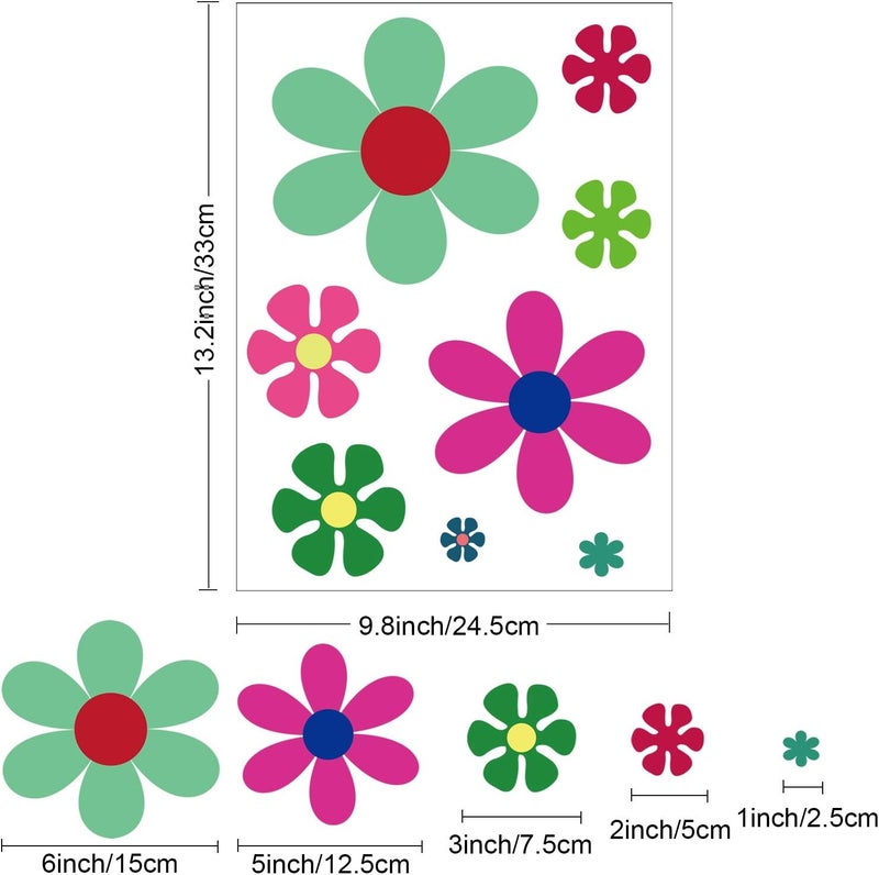 Zonon 96 Pieces Car Flowers Stickers Multicolored Daisy Stickers Decals Retro Flowers Vinyl Stickers Colorful Hippie Decals Flower Window Clings Wall Stickers for Window Laptop Car Decoration - Image 5