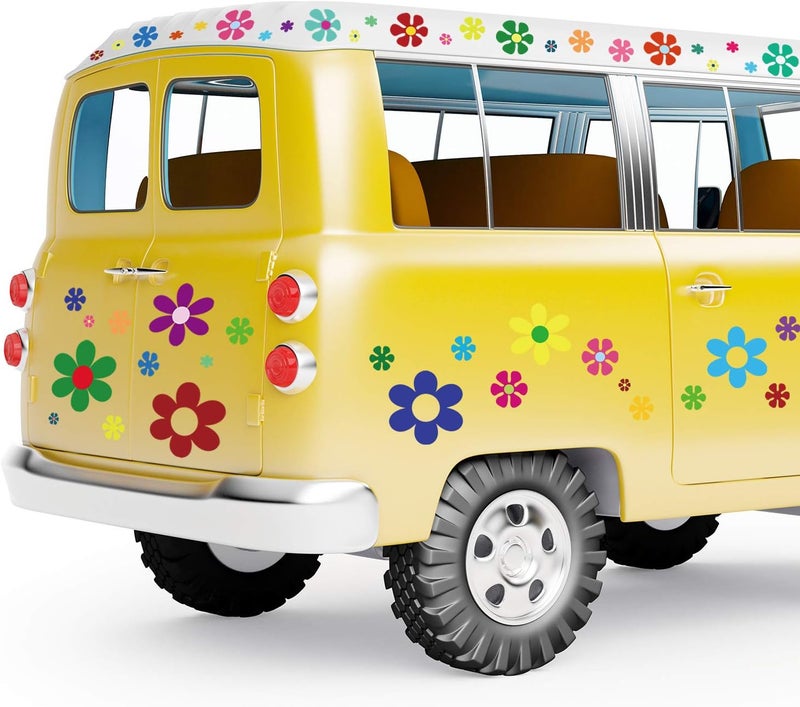 Zonon 96 Pieces Car Flowers Stickers Multicolored Daisy Stickers Decals Retro Flowers Vinyl Stickers Colorful Hippie Decals Flower Window Clings Wall Stickers for Window Laptop Car Decoration - Image 2