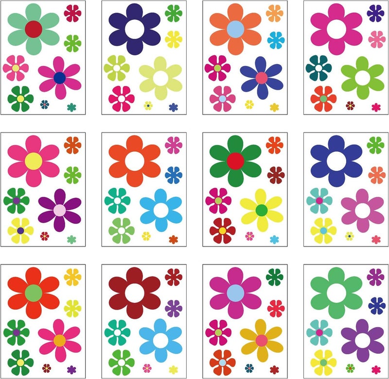 Zonon 96 Pieces Car Flowers Stickers Multicolored Daisy Stickers Decals Retro Flowers Vinyl Stickers Colorful Hippie Decals Flower Window Clings Wall Stickers for Window Laptop Car Decoration - Image 4
