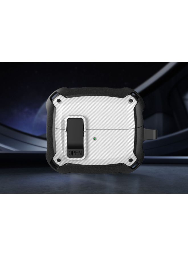 For SamsungGalaxy Buds3/Buds3 Pro Protective Cover Switch Bumblebee Carbon Fiber Earring Case-Color:white And Black-Model:For SamsungHeadphones Buds3  - Image 1