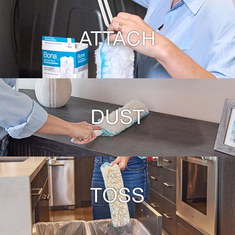 Bona Disposable Duster Refills - 5 Pack - High Performance Dusting System - Microfiber Dusters Remove Dust and Pet Hair for Quick Spot Cleaning - Image 3