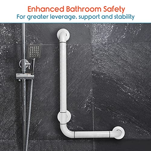KosmoCare Stainless Steel 90° with Anti-Slip Nylon Grip Grab Bar, Wall Mounted Safety L Shaped Grab Bar for Bathroom | Grab Bars for Toilet Senior Citizens | Toilet Grab bar for Elderly (700 x 500mm) - Image 5