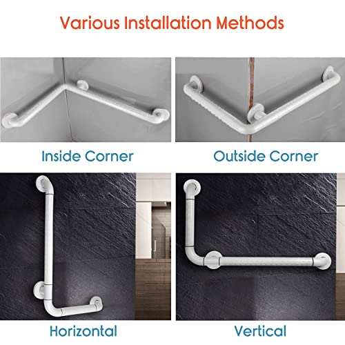 KosmoCare Stainless Steel 90° with Anti-Slip Nylon Grip Grab Bar, Wall Mounted Safety L Shaped Grab Bar for Bathroom | Grab Bars for Toilet Senior Citizens | Toilet Grab bar for Elderly (700 x 500mm) - Image 2