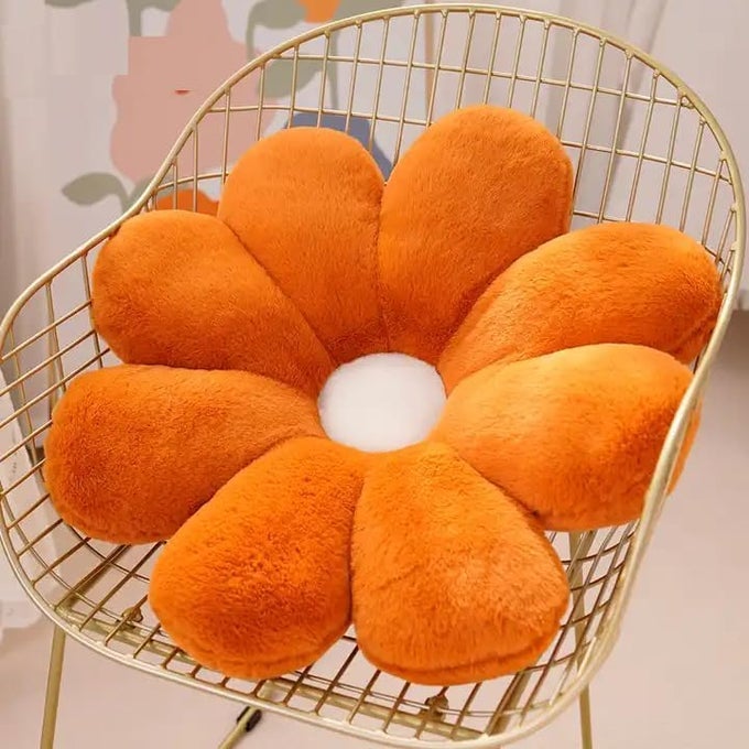 SUNFLOWER SHAPED THROW PILLOWS CUTE STUFFED DECORATIVE PILLOWS FLOOR CUSHION FOR GIRLS BEDROOM COUCH SOFA CHAIR AESTHETIC DECOR 35CM ORANGE