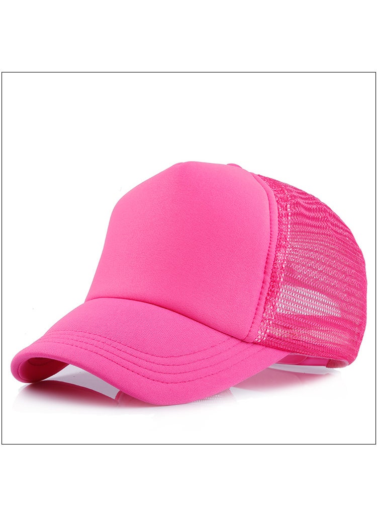 Generic Solid Color Cotton Baseball Cap Unisex Sun Protection Solid color rose Red 