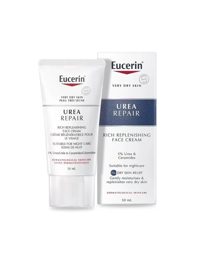 Eucerin very Dry Skin Replenishing Face Night Cream 5% Urea with Lactate 50ml - Image 1