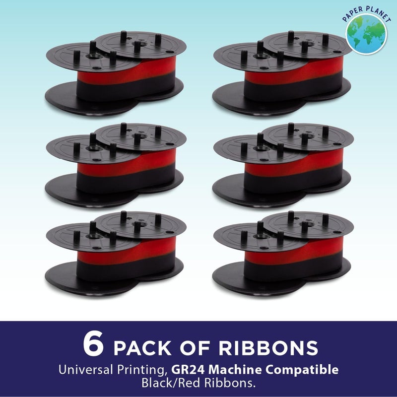 PaperPlanet Red and Black Printing Calculator Ribbons Compatible with GR24 by Paper Planet | Replacement Adding Machine Ink Ribbon Compatible with Sharp EL 1197PIII Adding Machine | 6 Pack - Image 2