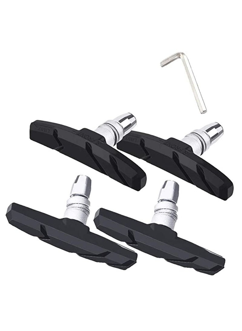 Y&D No Noise Skid Bike Brakes Pads Set, Professional Mountain and Road Bicycle V-Brake Pads, 70mm for Cruiser MTB Universal Blocks with Hex Nut Shims - Image 1