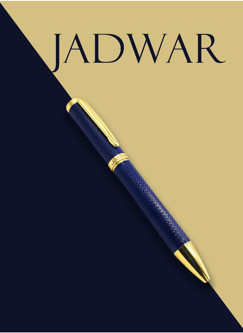 JADWAR - Blue and Gold Steel Pen - A luxurious and elegant pen with an attractive and distinctive design. It is an ideal choice for people looking for a pen that combines elegance and luxury. - Image 1