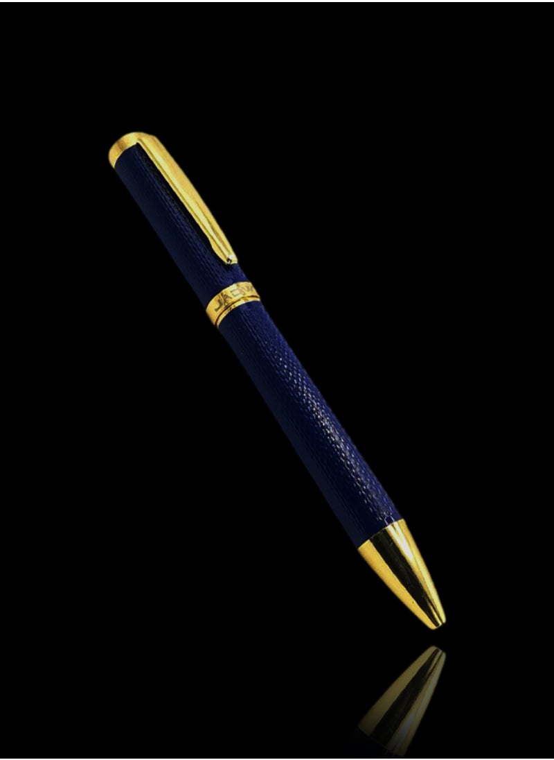 JADWAR - Blue and Gold Steel Pen - A luxurious and elegant pen with an attractive and distinctive design. It is an ideal choice for people looking for a pen that combines elegance and luxury. - Image 1