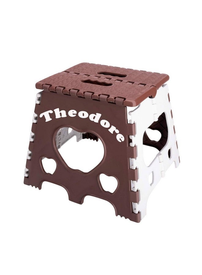 Theodore THEODORE 12 Inches Plastic Elegant Look And Super Strong Portable Antique Finish Folding Step Stool For Adults And Kids, Smart Travel Stool Lightweight, Home, Office Garden. (Brown - White)  - Image 1