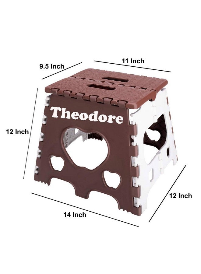 Theodore THEODORE 12 Inches Plastic Elegant Look And Super Strong Portable Antique Finish Folding Step Stool For Adults And Kids, Smart Travel Stool Lightweight, Home, Office Garden. (Brown - White)  - Image 2