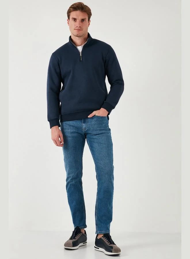 Buratti Buratti Cotton Regular Fit Half Zipper Stand Collar Sweat Men's SWEAT 59052592