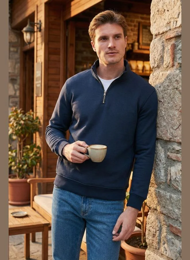 Buratti Buratti Cotton Regular Fit Half Zipper Stand Collar Sweat Men's SWEAT 59052592