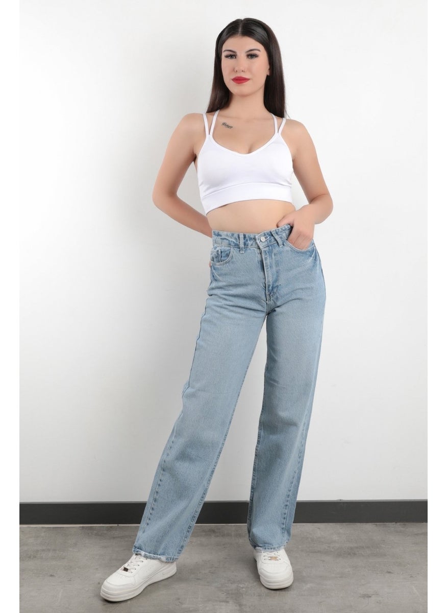 Giysa John Borners JB Paris Straight Leg High Waist Boyfriend Jeans 100% Cotton Light Blue Women's Jeans - 591-2202  - Image 1