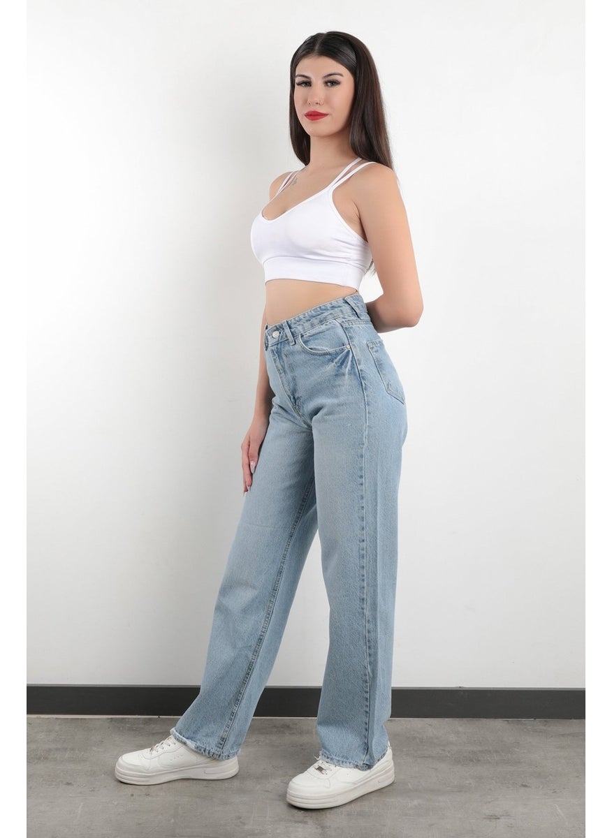 Giysa John Borners JB Paris Straight Leg High Waist Boyfriend Jeans 100% Cotton Light Blue Women's Jeans - 591-2202  - Image 2