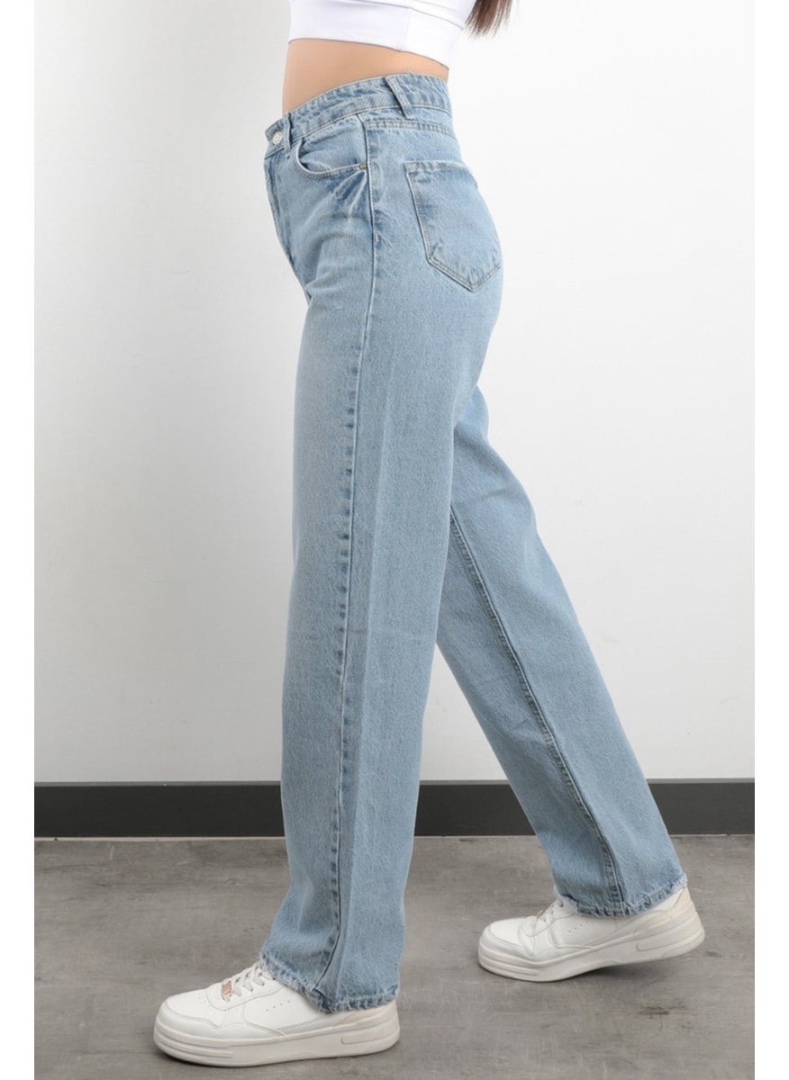 Giysa John Borners JB Paris Straight Leg High Waist Boyfriend Jeans 100% Cotton Light Blue Women's Jeans - 591-2202  - Image 4