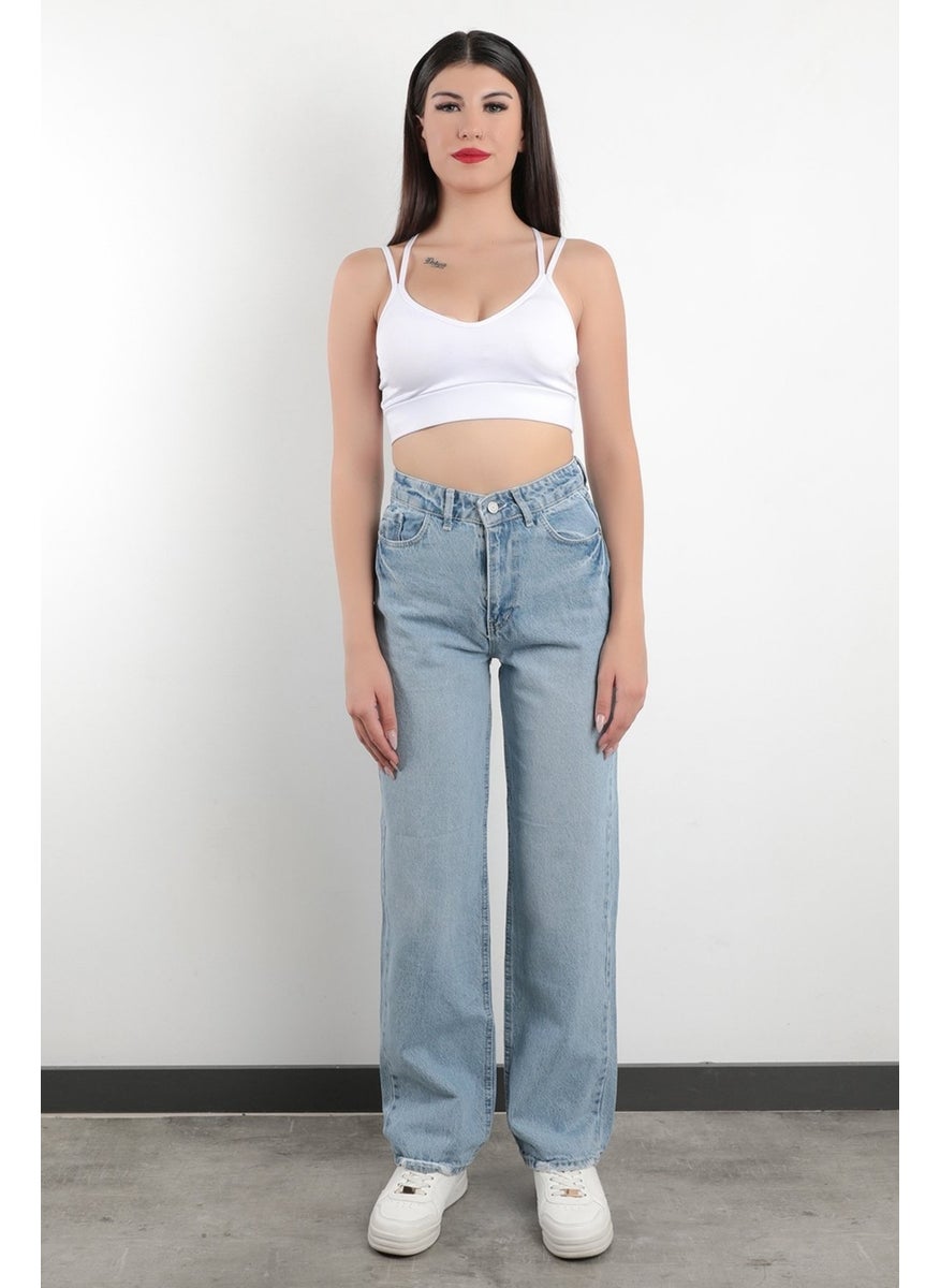 Giysa John Borners JB Paris Straight Leg High Waist Boyfriend Jeans 100% Cotton Light Blue Women's Jeans - 591-2202  - Image 5