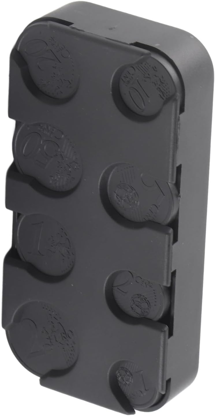 Premium Black Euro Holder Organizer Dispenser Box for Car Storage 1 2 5 10 20 50 Cent 1 2 Euro Compact Plastic Container 5.2x10x2.3cm Vehicle Accessory - Image 5