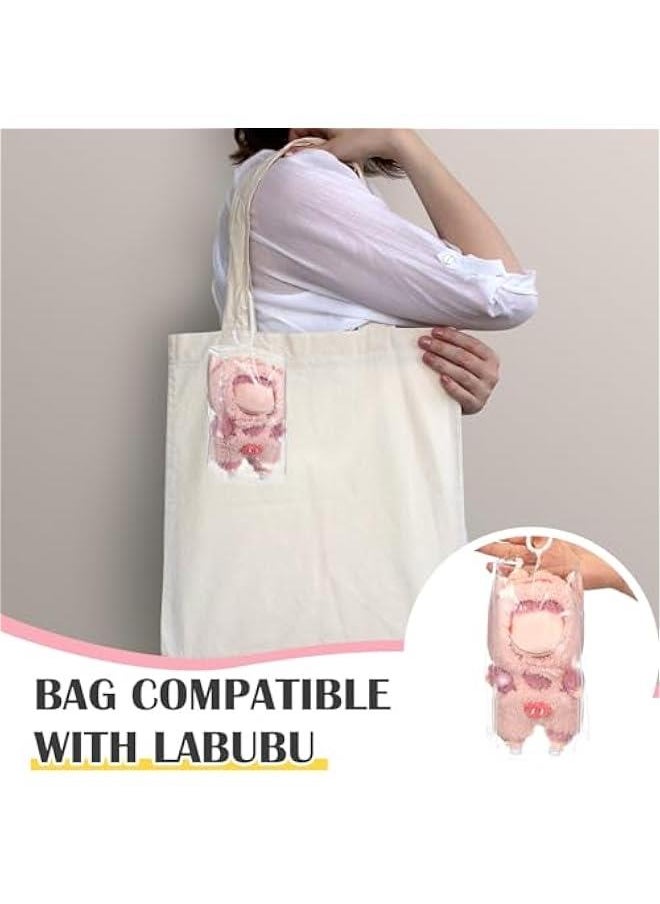 Arabest 6 Pcs Clear Figure Display Bag Compatible with Labubu Protective Cover Figures Storage Bag Compatible with Labubu Clear Bag Keychain Protective Case Dustproof Collectibles Case for Dolls  - Image 3