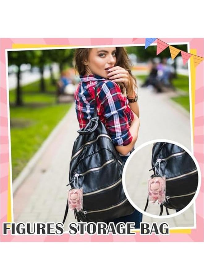 Arabest 6 Pcs Clear Figure Display Bag Compatible with Labubu Protective Cover Figures Storage Bag Compatible with Labubu Clear Bag Keychain Protective Case Dustproof Collectibles Case for Dolls  - Image 5
