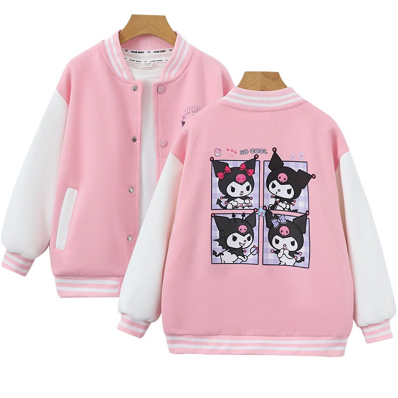 Girls Casual Baseball Jacket Spring Autumn Outfit Black  - Image 2