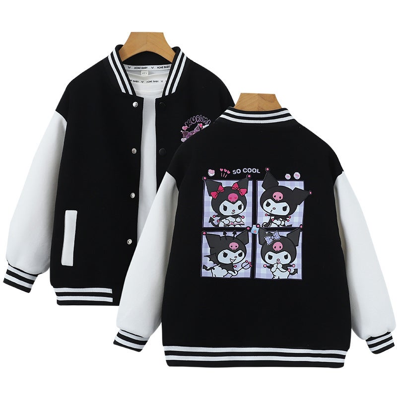 Girls Casual Baseball Jacket Spring Autumn Outfit Black  - Image 1