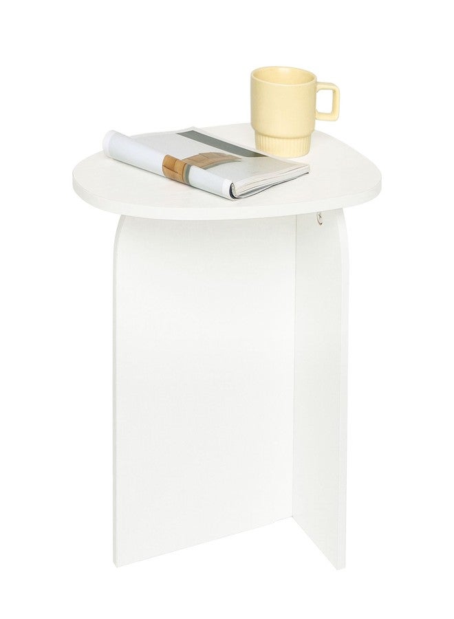 AWASEN White Side Table, Small Triangle End Table Living Room, Modern Accent Table with Unique Tabletop, Mini Bedside Table for Small Spaces, White - Image 1
