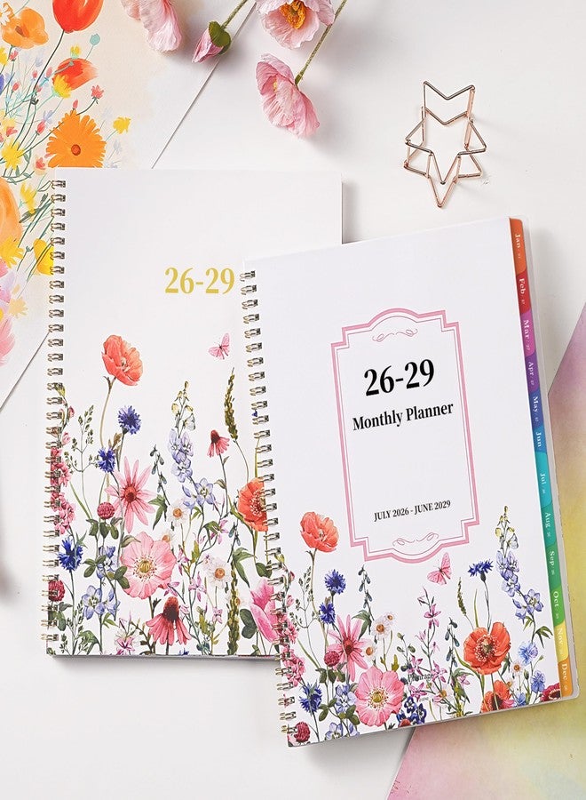 Planrage 2026-2029 Monthly Planner - 3 year planner 2026-2029, Jul. 2026 - Jun. 2029, 3 Year Calendar 2026-2027-2028 monthly planner, 9" x 11", 36 Month Calendar with Colourful Tabs + Back Pocket - Flowers - Image 2