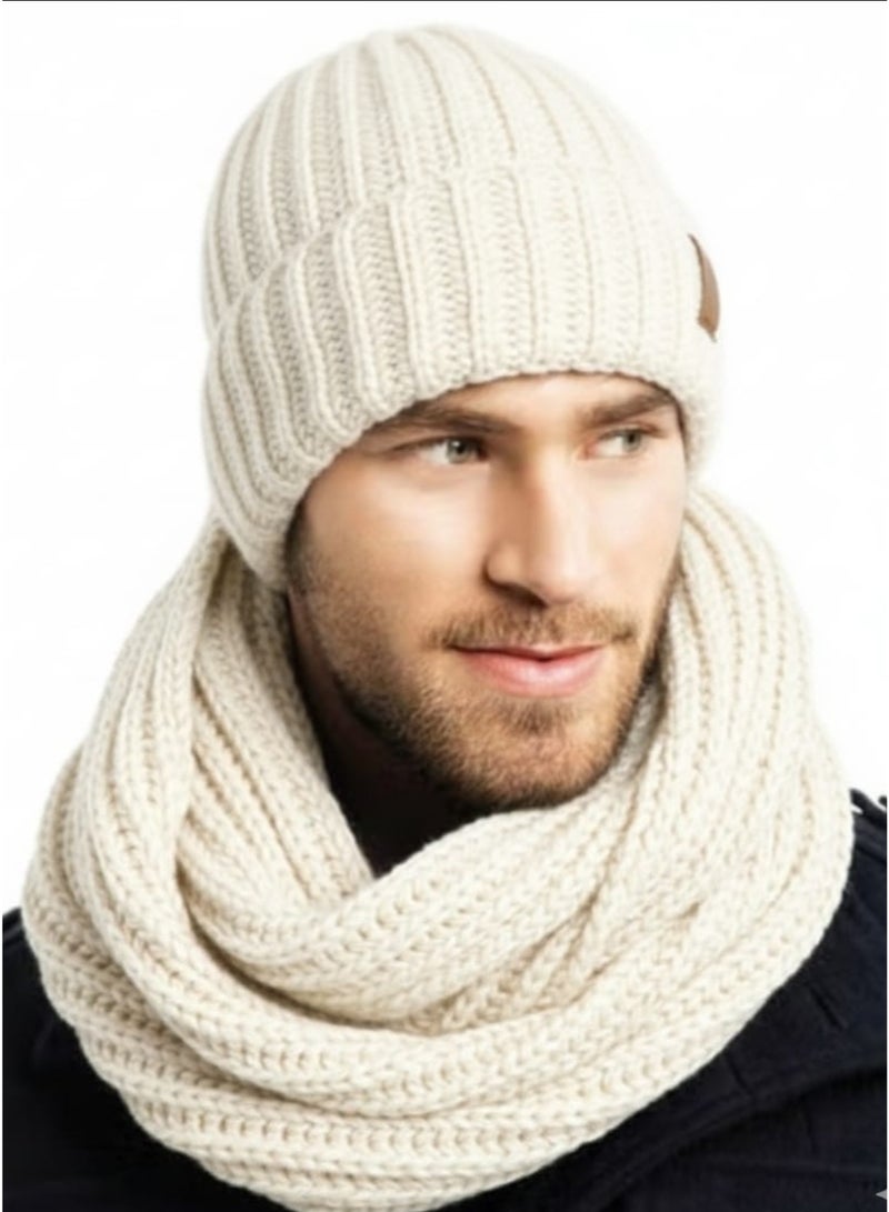 Men's handmade crochet winter scarf and hat