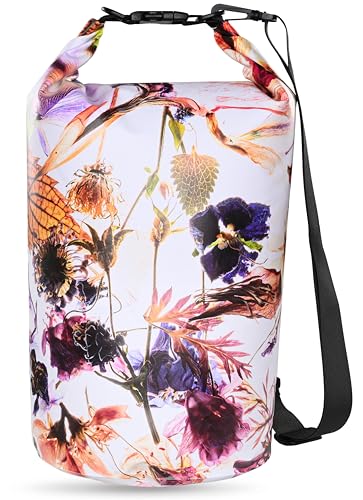 MARCHWAY Floating Waterproof Dry Bag Backpack 5L10L20L30L40L Roll Top Sack Keeps Gear Dry for Kayaking Rafting Boating Swimming Camping Hiking Beach Fishing Flower 20L - Image 1