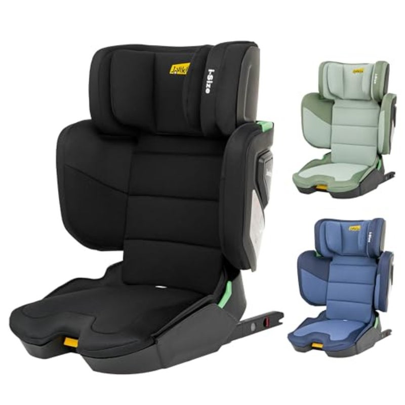 مقعد معزز Rober i-Size مع ISOFIX، مناسب لـ 100-150 سم 3Y-12Y، ارتفاع وعرض قابل للتعديل، مقعد سيارة محمول للأطفال الصغار بحجم الكابينة للسفر، صغير الحجم وقابل للطي، ECE R129، أسود - Image 1