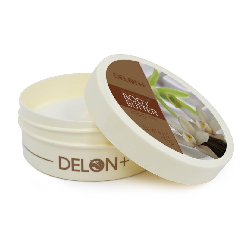 DELON Intense Moisturizing Body Butter, Smooth Vanilla with Shea Butter, 6.9 oz - Image 3