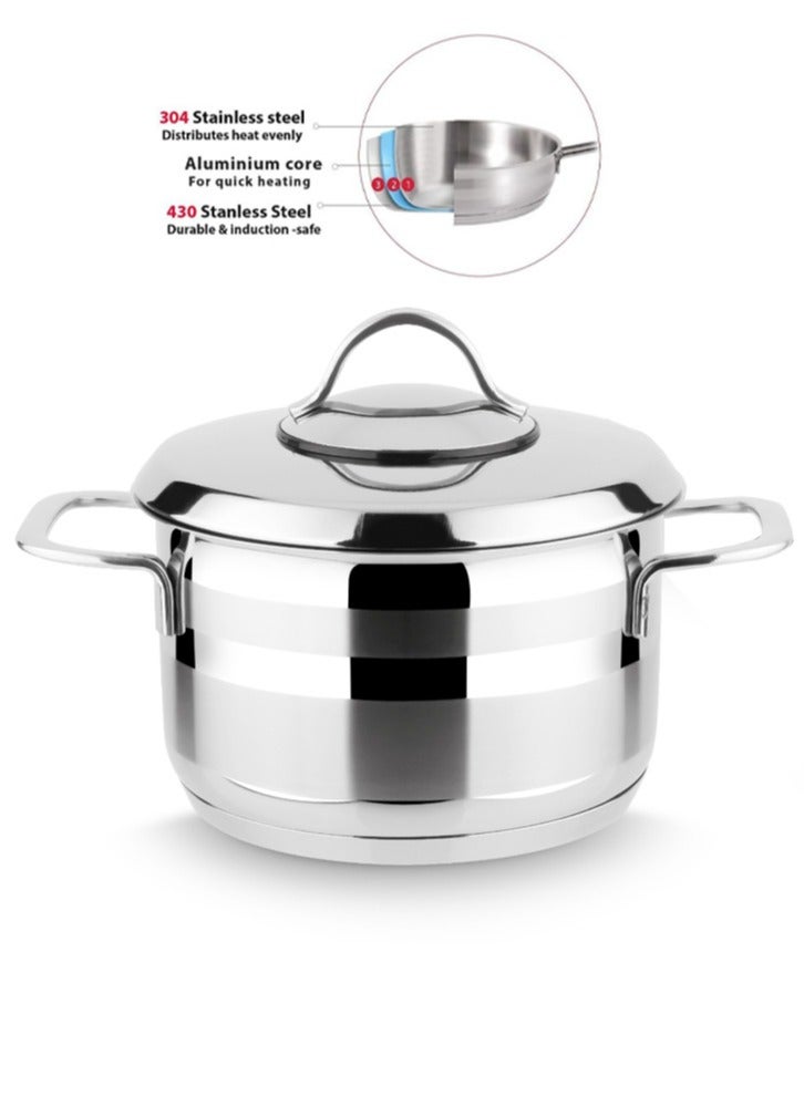 Top Chef 9 Piece Turkish Stainless Steel Cookware Set 18/10 Silver - Image 2