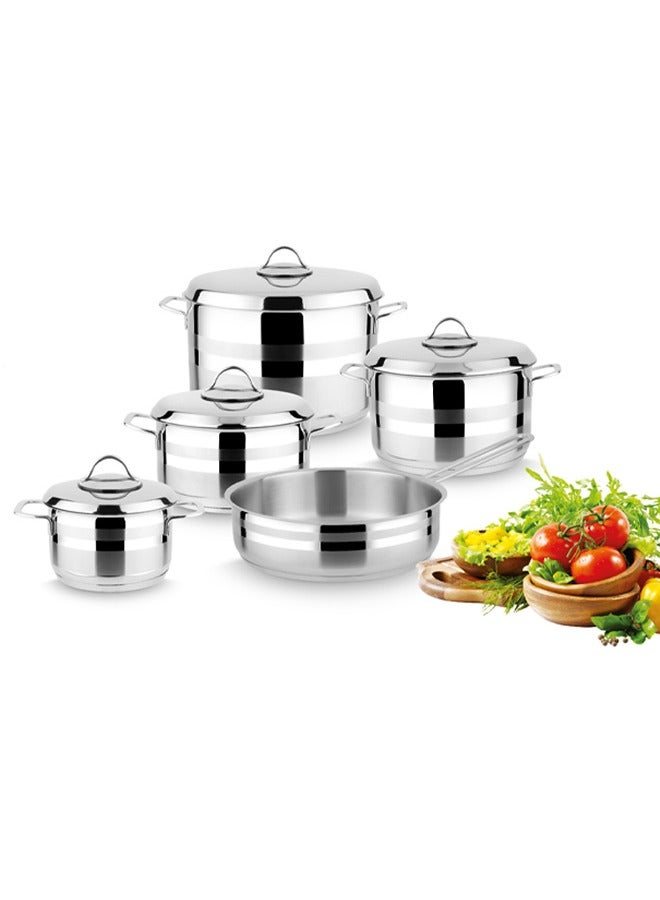 Top Chef 9 Piece Turkish Stainless Steel Cookware Set 18/10 Silver - Image 4