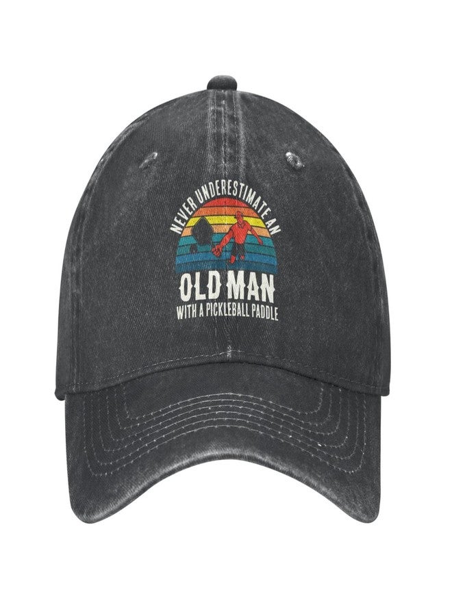 Sefgaen Pickleball Hat Never Underestimate an Old Man with A Pickleball Paddle Hat for Women Baseball Cap Cool Caps Black - Image 1