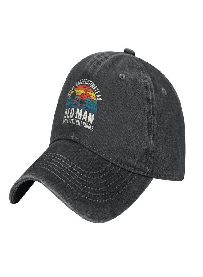 Sefgaen Pickleball Hat Never Underestimate an Old Man with A Pickleball Paddle Hat for Women Baseball Cap Cool Caps Black - Image 2