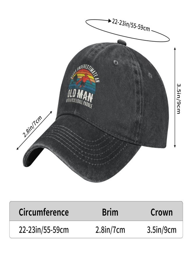 Sefgaen Pickleball Hat Never Underestimate an Old Man with A Pickleball Paddle Hat for Women Baseball Cap Cool Caps Black - Image 4