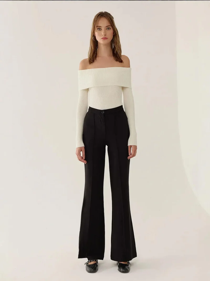 HICCUP Off Shoulder Madonna Collar Knit Top