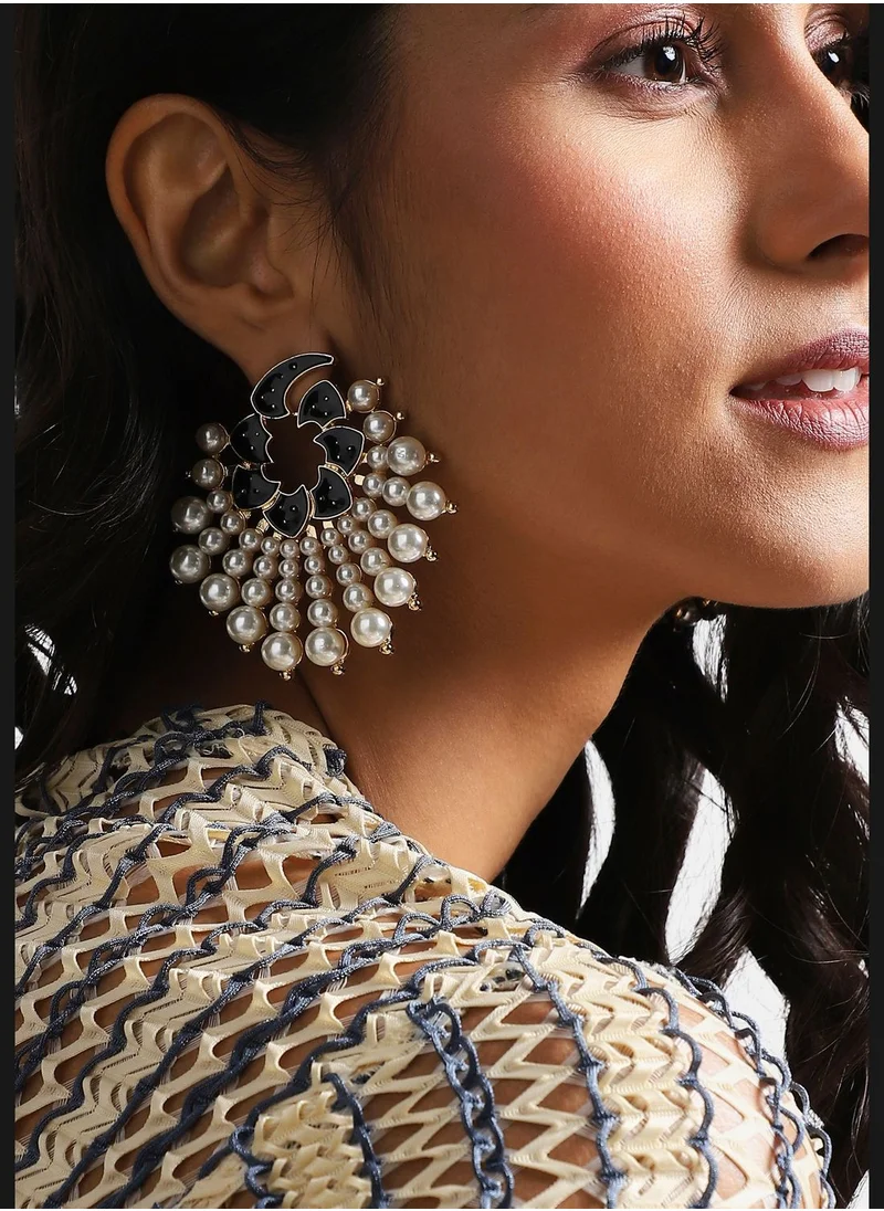 SOHI Gold Plated Pearls Party Wear Drop Earring For Women
