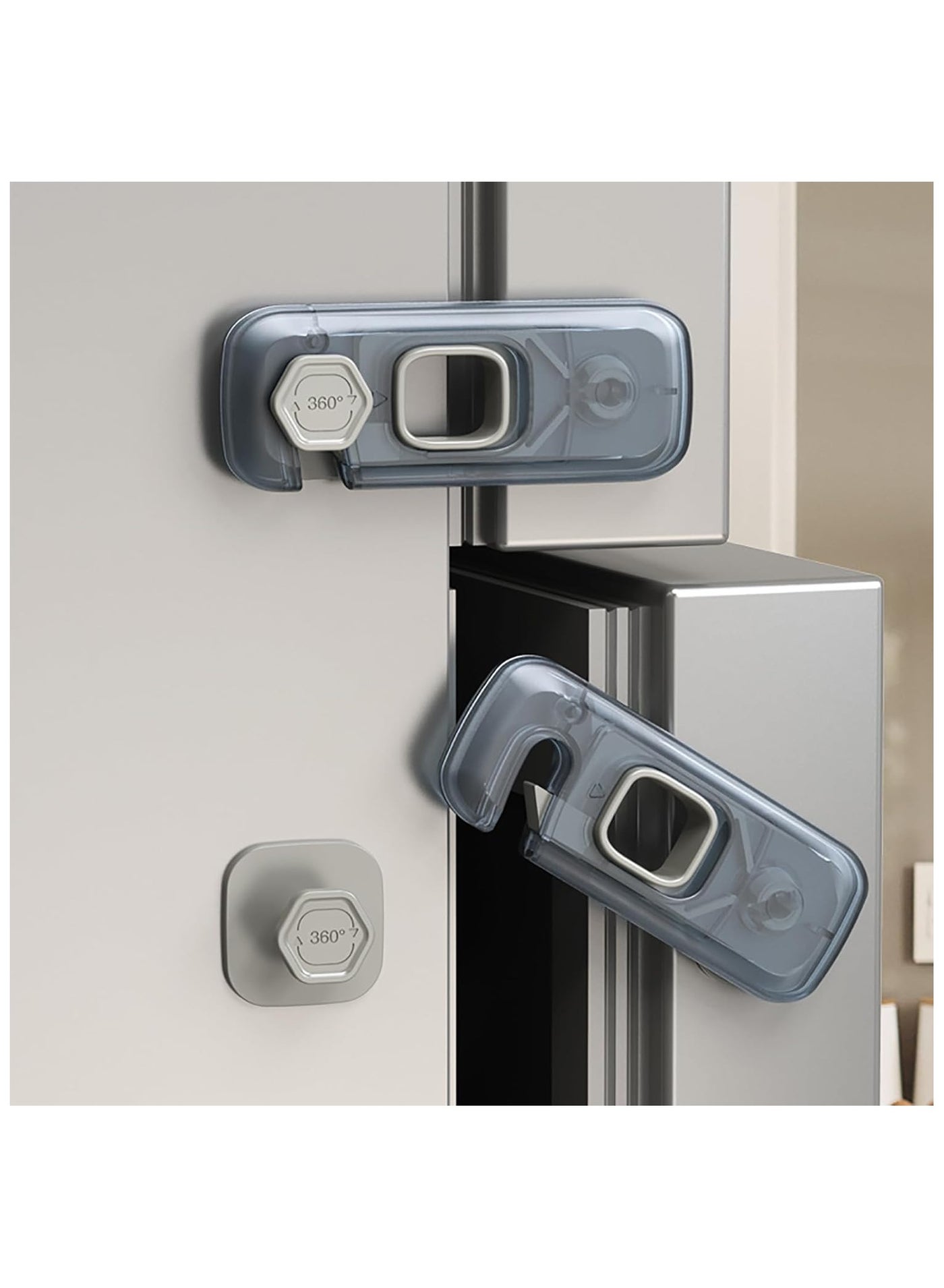 5 Pcs Fridge Locks for Toddlers, Child Proof Refrigerator Lock Baby Safety Cabinet Locks for Fridge, Cabinets, Freezer Apply to Max 1"(25mm) Sealing Strip (Clear)