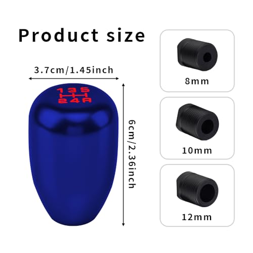 Kutyun Car Gear Shift Knobs Manual Transmission Shift Knob 5 Speed Car Stick Shift Knob with Adapter Aluminum Alloy Shift Lever Knob Universal Automatic Replacement for Manual Car - Image 3