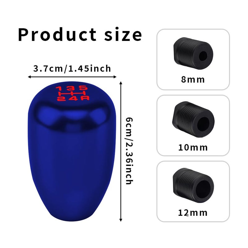 Kutyun Car Gear Shift Knobs Manual Transmission Shift Knob 5 Speed Car Stick Shift Knob with Adapter Aluminum Alloy Shift Lever Knob Universal Automatic Replacement for Manual Car - Image 4