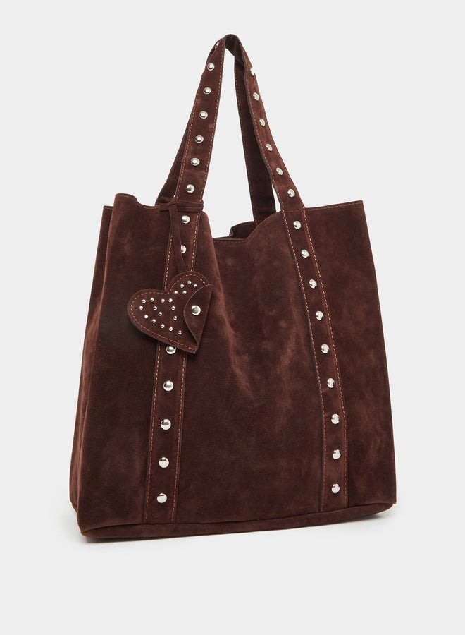 Styli Studded Suede Look Handbag - Image 1